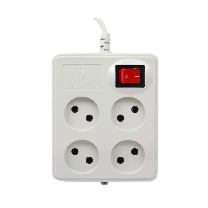 erf-0153 چند راهی ۴ خانه ارتدار با کلید با کابل ۵ متر مدل پارت الکتریک - Image 1