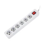 چندراهی 6خانه ارت دار با کلید با کابل ۳ متری مدل نیک پارت الکتریک