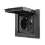 پریز برق ارت  درب دار بارانی توکار  دلند آسا مشکی - Image 2